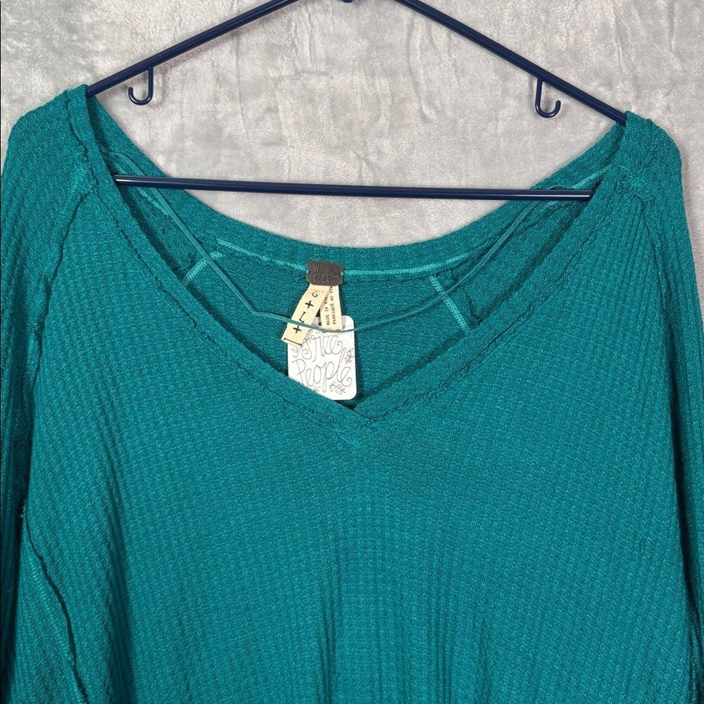 Free People Teal V-Neck Long Sleeve Tunic - Picture 2 of 12